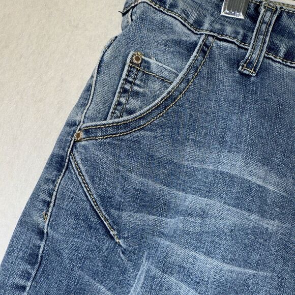 Fubu The Collection Distressed Cropped Jeans Mid Rise Size 30 Waist Y2K - Picture 8 of 11